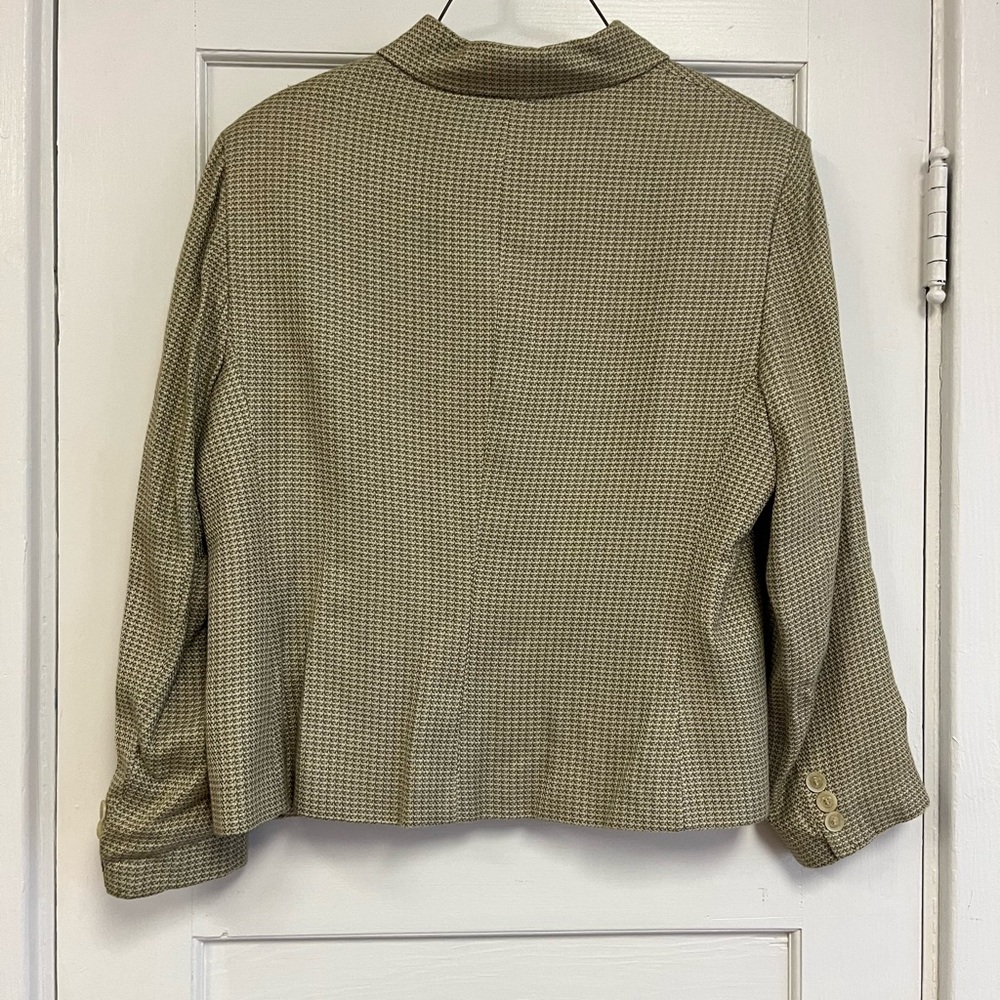 Jones Wear Women Houndstooth Long Sleeve Shoulder Pads Sage Green Jacket Size 14 - Picture 8 of 11